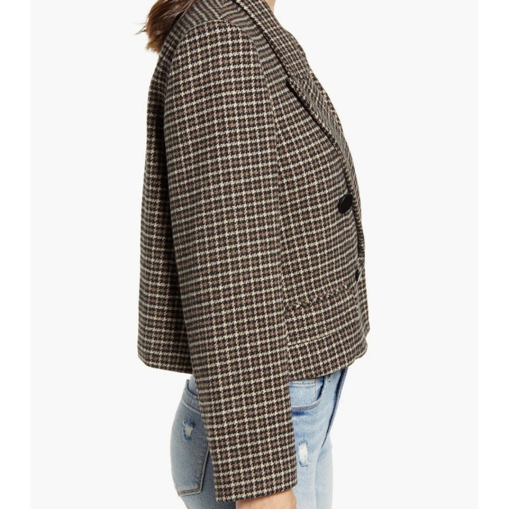 ASTR the label Manhattan Cropped Blazer Hazelnut‎ Houndstooth Size M - Picture 6 of 16